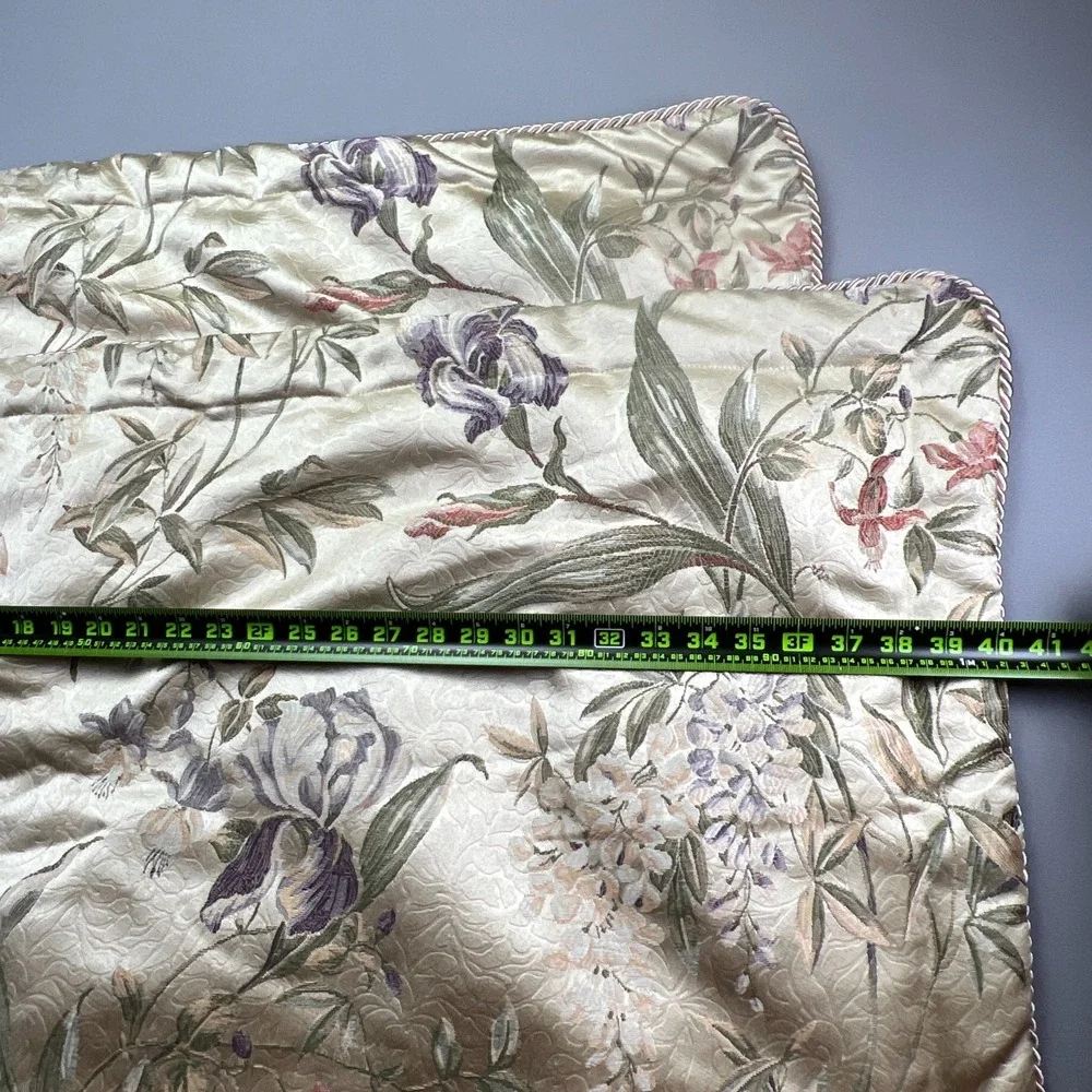 Croscill Home Pillowcase King Beige Floral Textured Cotton Piped Edges Set Of 2